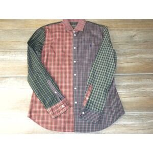 Polo Ralph Lauren Shirt Mens XL Red Green Patchwork Plaid Custom Fit Preppy Ivy